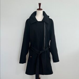 Via Spiga Leather Trim Black‎ Trench Coat Size 2X